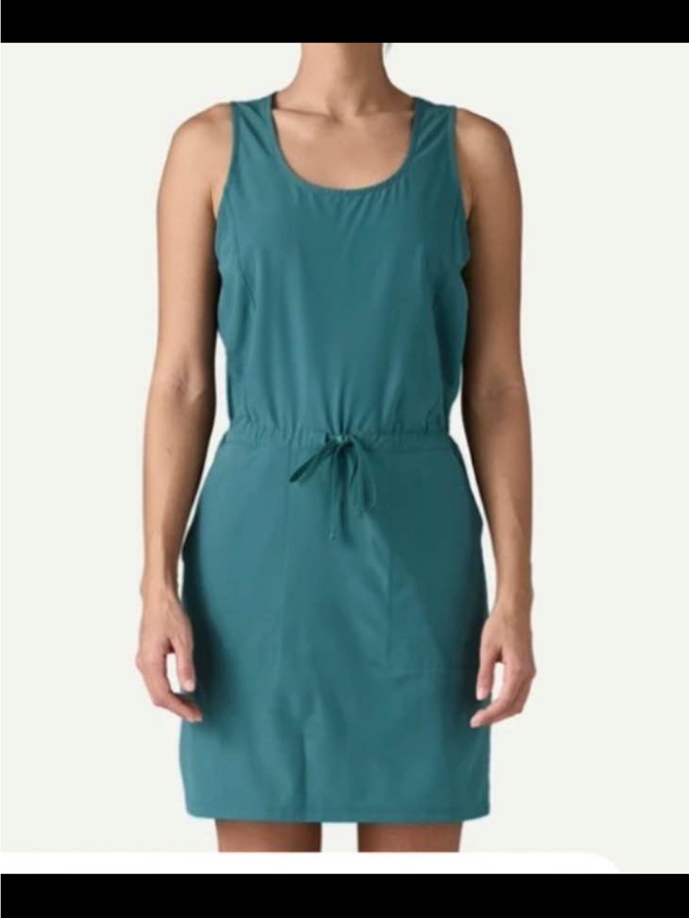 Patagonia Fleetwith Dress Wetland Blue Teal Drawstring Sleeveless Dress Small